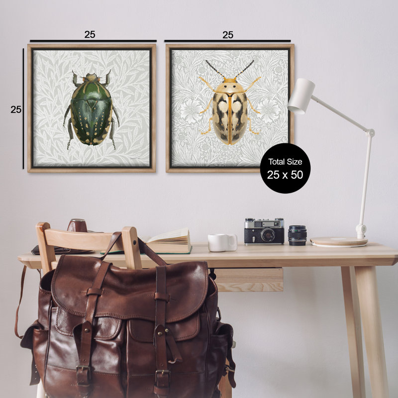 «Beetle Insect Portrait», ensemble de 2 toiles flottantes encadrées par Danhui Nai, Cadre flottant orme Montalcino