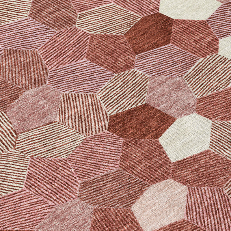 Machine Washable Indoor/Outdoor Chantille ACN2573 Geometric Rug, Burgundy, 2'6" x 3'10"