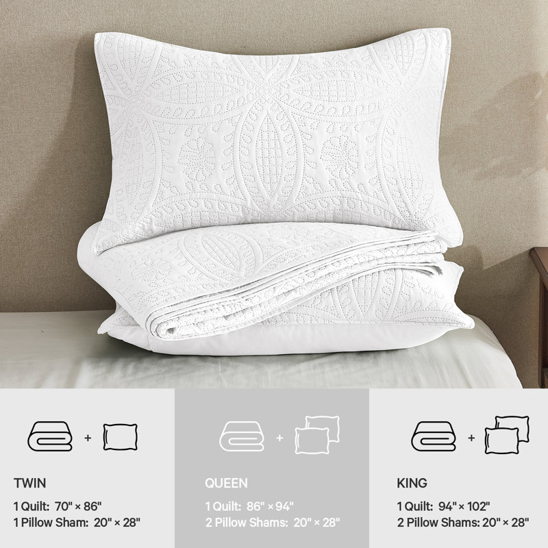 Microfiber Quilt Bedding Set, 3 Piece Soft Lightweight Coverlet For All Season, Khaki, King Quilt