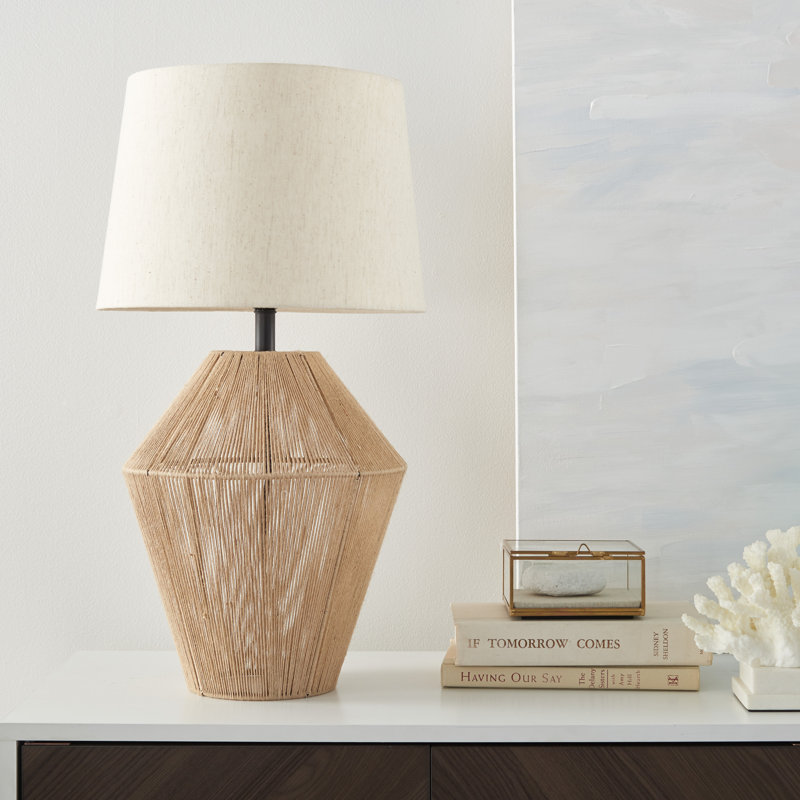 Lampe de table en jute tissé naturel