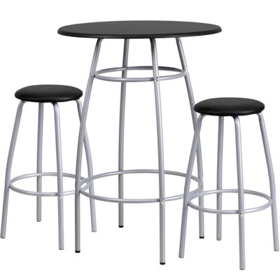 Bar Height Table Set with Backless Vinyl Upholstered Padded Stools