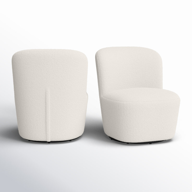 Berrier Boucle Swivel Barrel Chair, White 