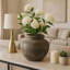 Vase de table rond en terre cuite pour la décoration intérieure - Élégant vase de plancher haut avec finition texturée - Style pour salle à manger ou vases décoratifs - 11,25 po, brun