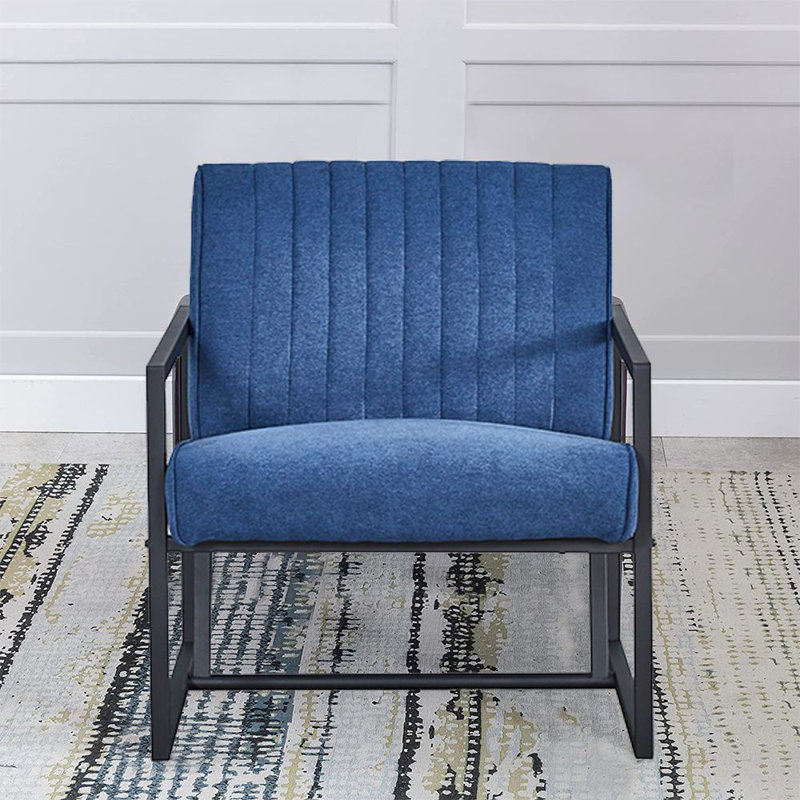 Fauteuil 26 po en velours capitonné, Bleu