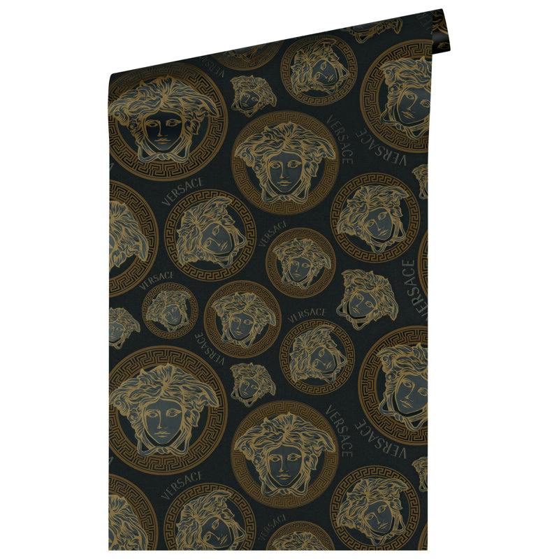 Versace Midnight Sky Monarch Unpasted Vinyl Wallpaper, Black/Gold