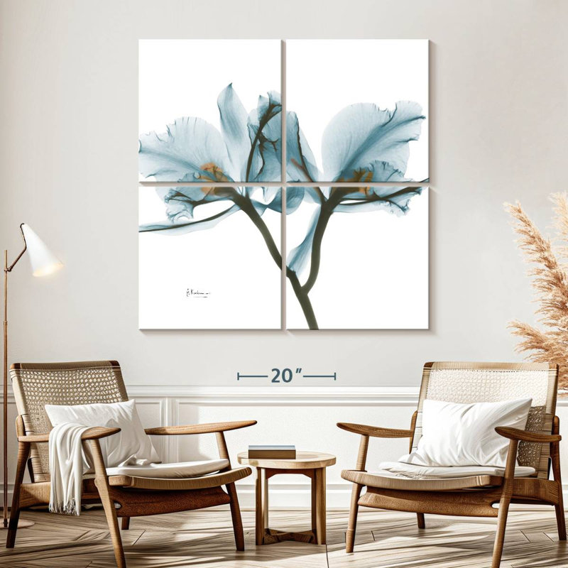 Orchidées en bleu, H 57 po x l 57 po