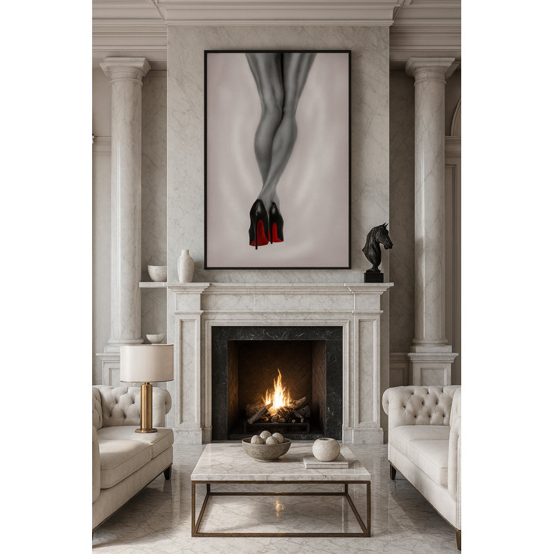 Red Sole Authority Framed Canvas Wall Art by Kasian Art Studio - Black Frame, Black