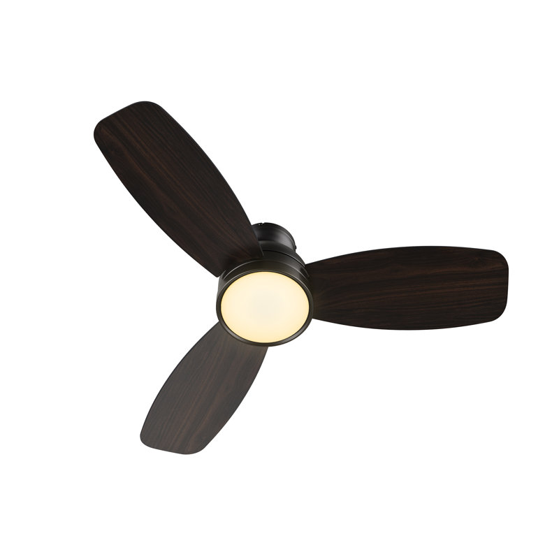 Gwan 44'' Flush Mount Ceiling Fan with Light, Brown