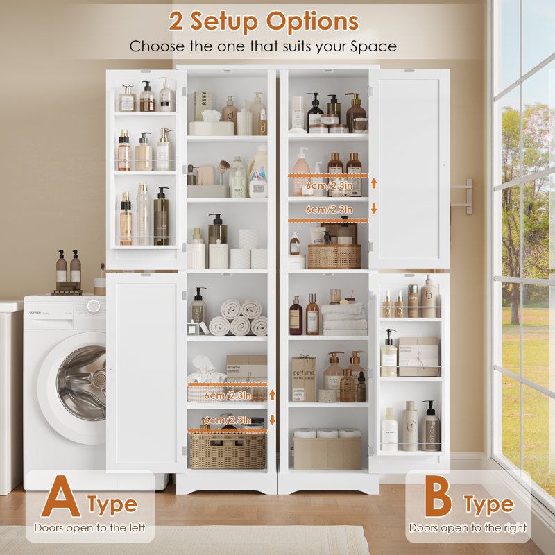 16'' W x 71'' H x 12'' D Linen Cabinets With Adjustable Shelves