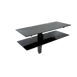 Support mural noir fixe pour écrans de 20 à 27 po avec tablettes, pouvant supporter jusqu'à 132 lb