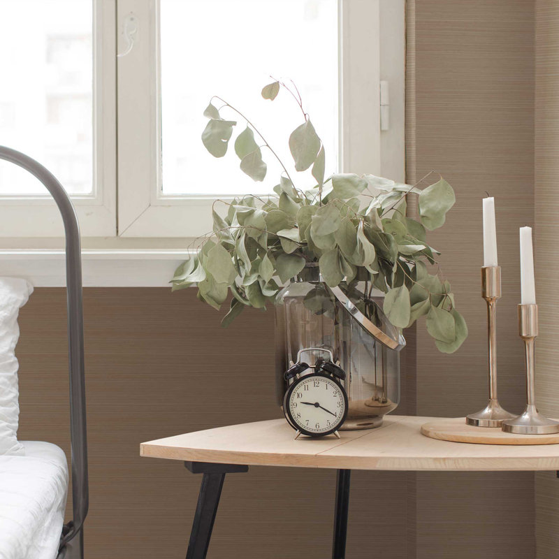 Hejran Sisal Authentic Grasscloth Wallpaper, Natural on Tan
