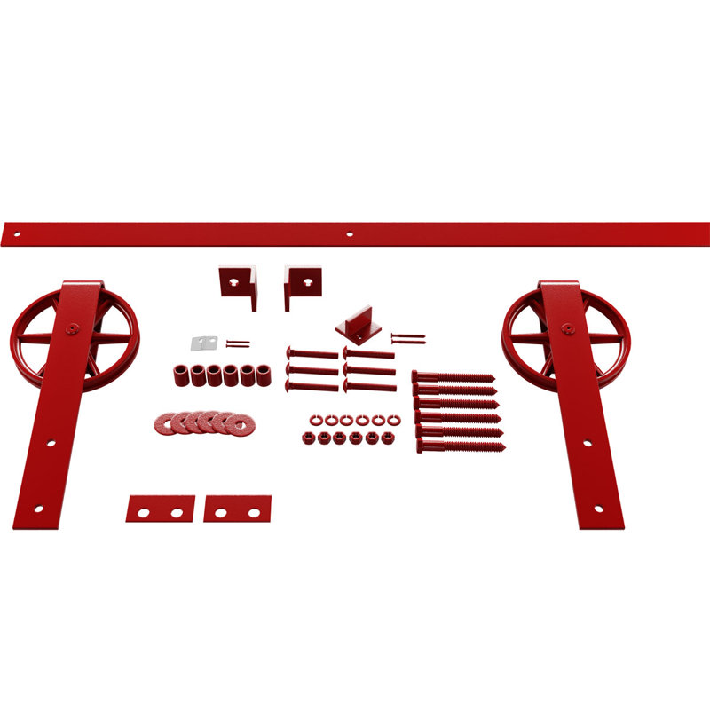 Ensemble de quincaillerie de porte de grange simple standard Premium Wagon Wheel Strap, Rouge Regal, 64 po