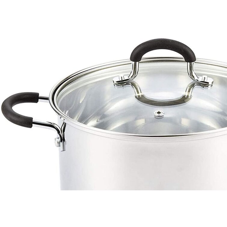 Cook N Home Stockpot Large pot Sauce Pot Induction Pot With Lid  Professional Stainless Steel 24 Quart , with Stay-Cool Handles, silver