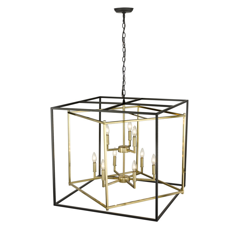 9-Light Black And Gold Iron Frame Chandelier