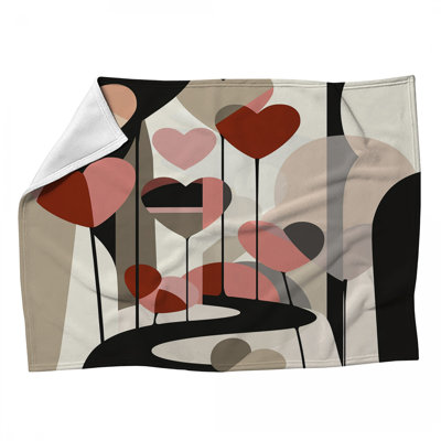 Hearts Path Fleece Throw Blanket - Romantic Throws for Sofas or Beds