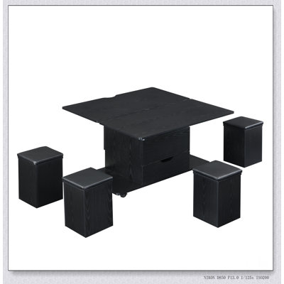 Table basse multifonctionnelle à plateau relevable avec rangement caché et tabourets, parfaite pour les espaces de vie modernes