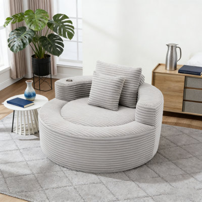 Canapé-lit moderne à compression à nuage rond, canapé modulaire en mousse à mémoire de forme équipé de 3 coussins pour le salon