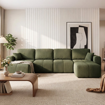 Ensemble de canapé modulaire en velours côtelé 150 po avec repose-pieds 150 pièces, ensemble de 6 pièces