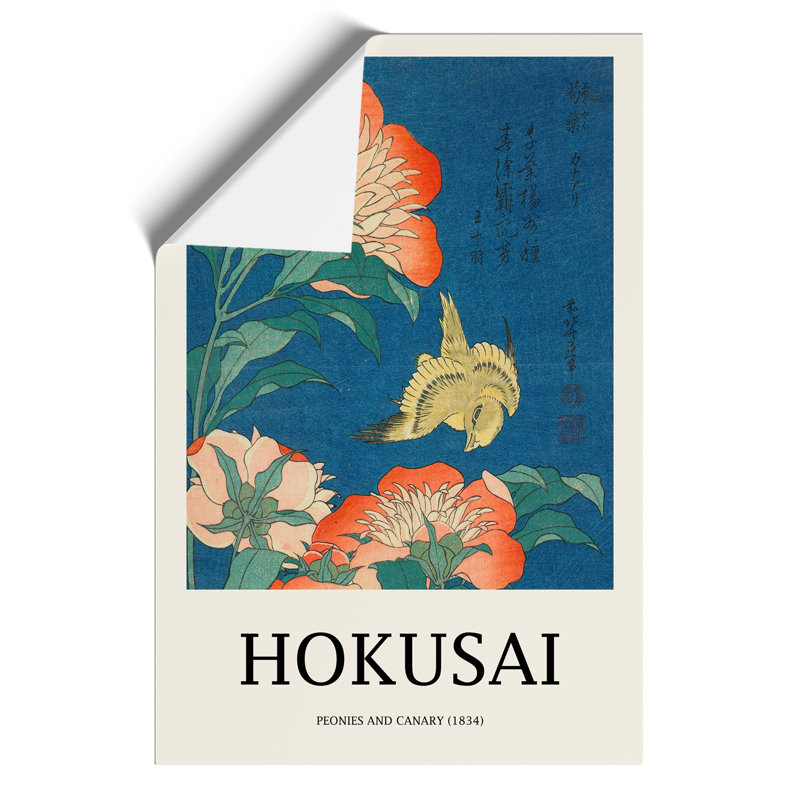 Canary and Peony Print by Katsushika Hokusai - Frameless Print, 59cm H x 42cm W x 0.1cm D