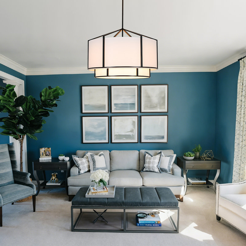 6-Light Classic Tiered Fabric Drum Chandelier