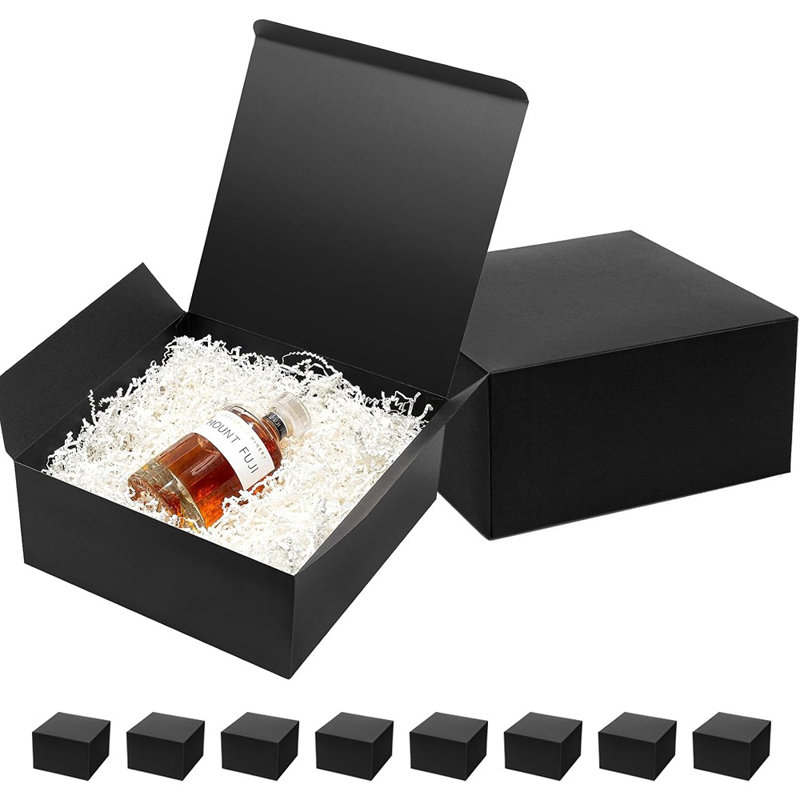 Pouces grandes boîtes-cadeaux avec couvercles 10 pièces, Noir