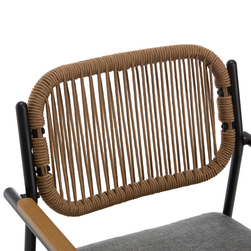 Chaises de patio en métal et rotin, Gris / Brun