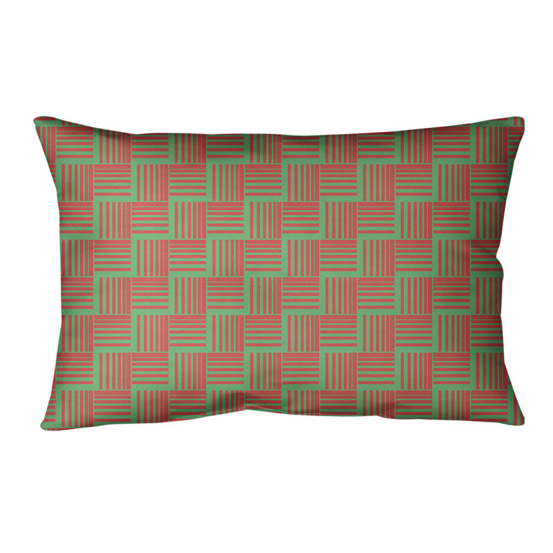 Coussin lombaire à chevrons, Vert / Rouge