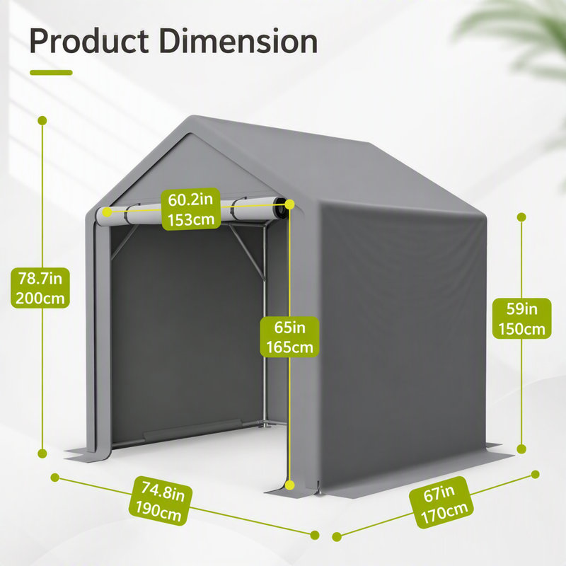 Tente de rangement toutes saisons 6 x 6 pi avec installation rapide, imperméable et résistante aux rayons UV pour une utilisation extérieure
