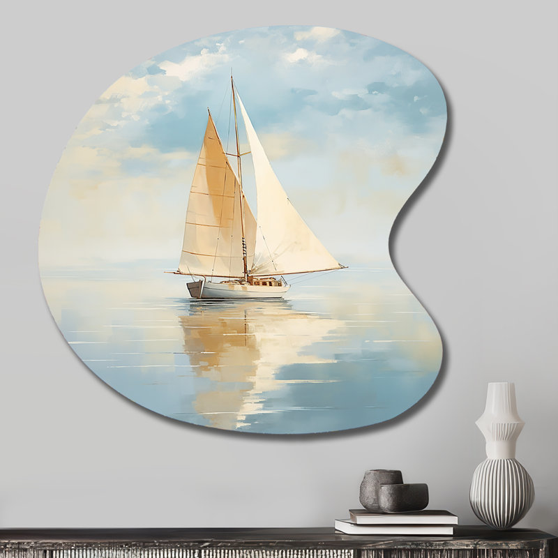 Alrita - Bateau à voile en forme de goutte, art mural en métal asymétrique, H 27 po x l 27 po