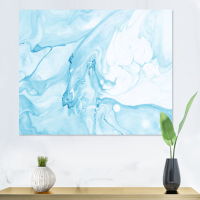 Art liquide en bleu clair et turquoise I - peinture sur toile