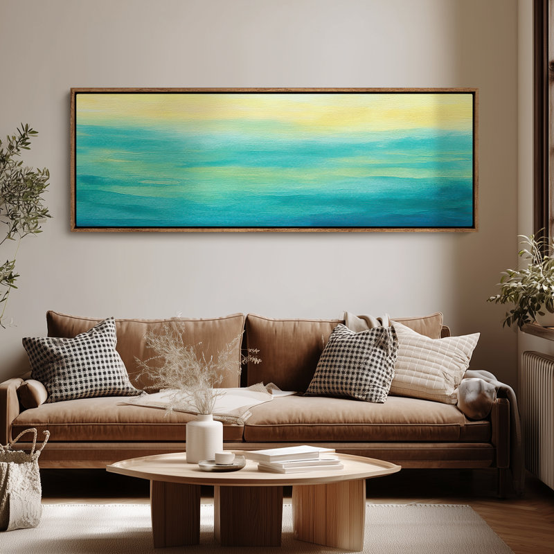 Très grand art mural rétro encadré pour art classique, H 20 po x l 60 po, Naturel
