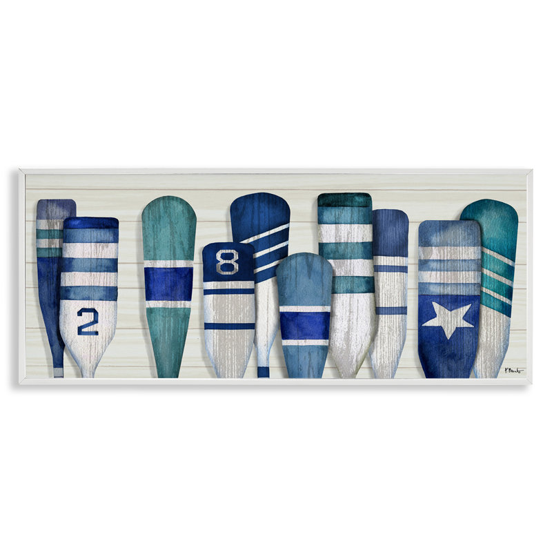 Port Oars, motifs nautiques bleus, estampe numérique encadrée par Paul Brent, H 10 po x l 24 po x P 1,5 po