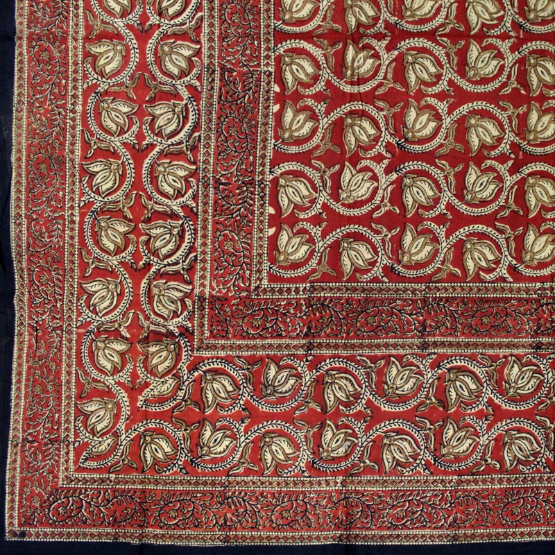 Navasart Floral 100% Cotton Tablecloth, Red
