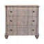 Commode courbée en bois massif, gris, 3 tiroirs