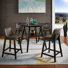 Griggsville Black Finish 44" Round Counter Height Dining Set - 5-Piece, Vegan Leather Chairs