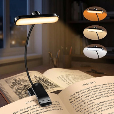Lampe de livre à pince rechargeable avec 22 lumières DEL, 3 couleurs, gradation continue de la luminosité, fonction de mémoire, rotation à 360 °, éclairage captivant et autonomie de 80 heures pour les amateurs de livres