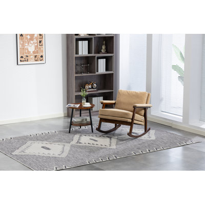 Chaise d'appoint Mid-Century moderne, chaise berçante avec structure en bois, chaises de salon rembourrées, fauteuil de lecture pour véranda de chambre à coucher