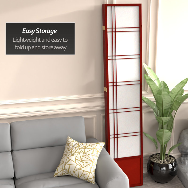 83.5" Double Cross Shoji Room Divider, 4 Panels, Rosewood