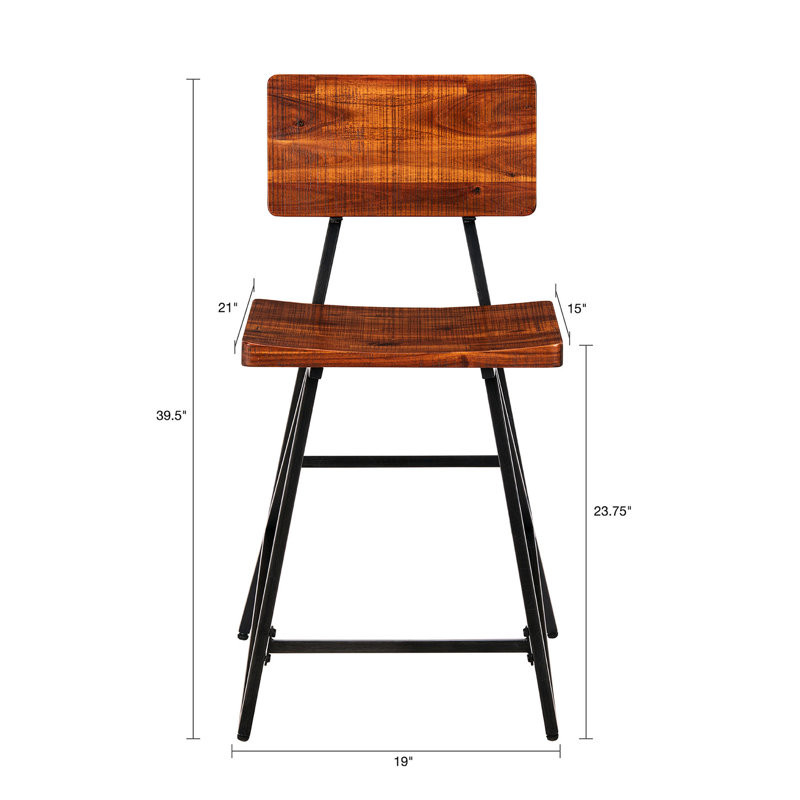 Tabouret de comptoir en bois massif Amber