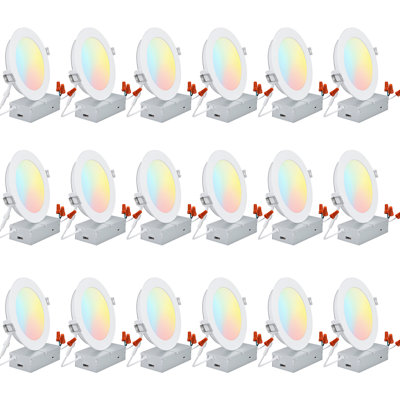 6'' Selectable Color Temperature Dimmable LED Canless Recessed Lighting Kit