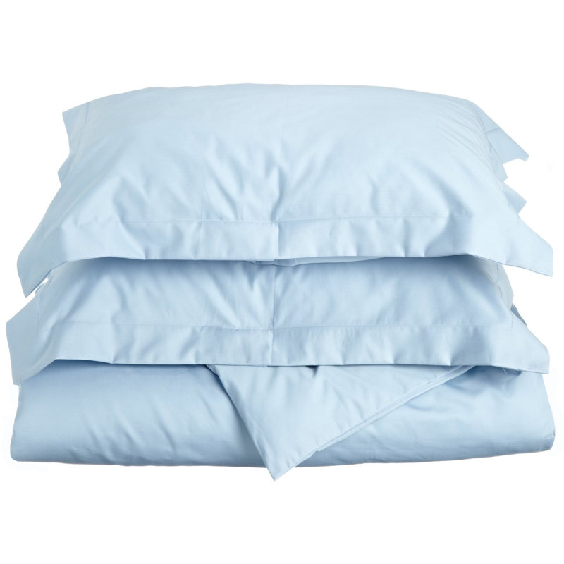 Light Blue Cotton Blend King Sheet Set with Pillowcases
