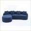 Canapé modulaire, canapé en chenille modulaire en L bleu marine avec méridienne incurvée | Mousse haute densité | 4 oreillers gratuits-1456600309