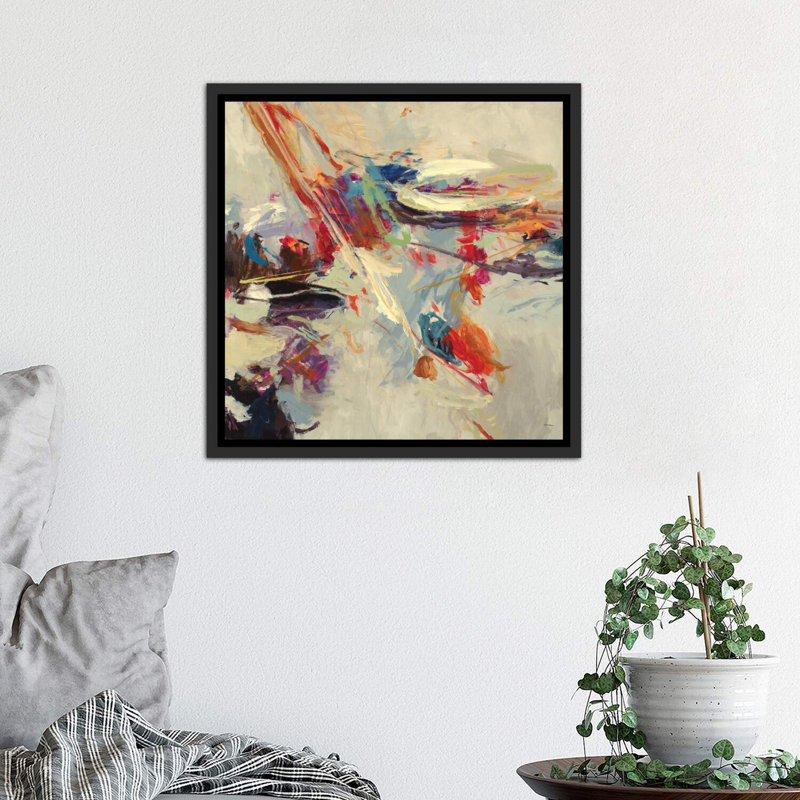 «Positif énergie I» par Randy Hibberd - reproduction d'art, H 18 po x l 18 po x 1,5 po, Toile avec cadre noir patiné