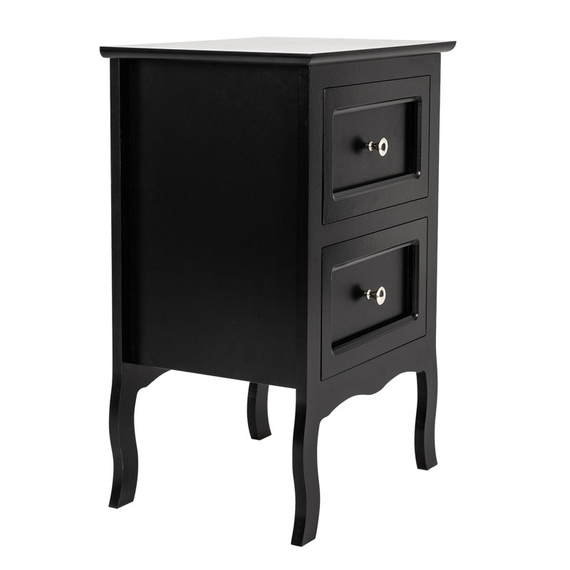 Armoire de rangement 2 tiroirs Authement (ensemble de 2), Noir, Individuel