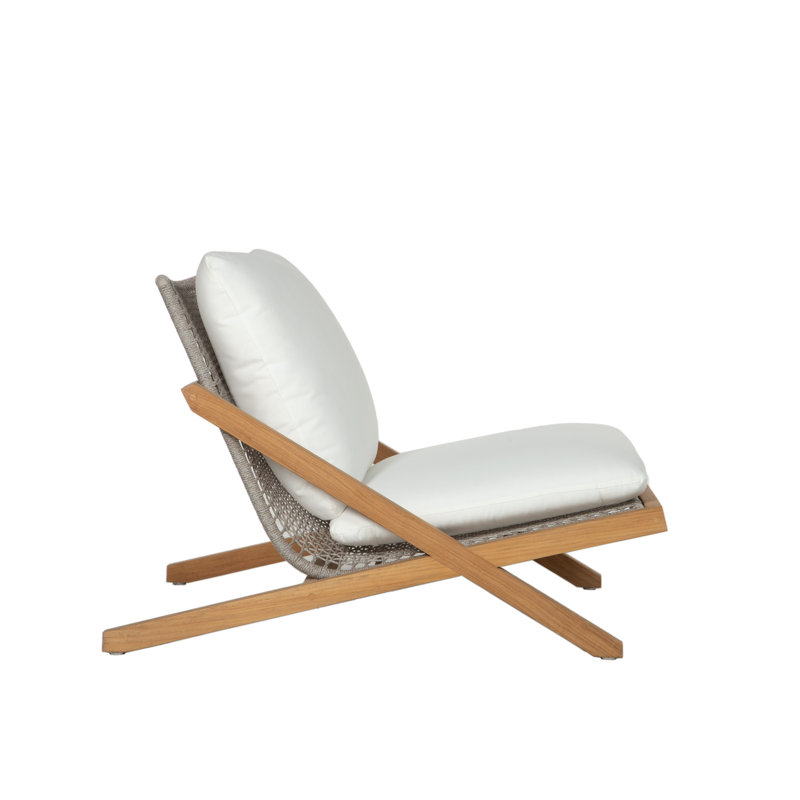 Outdoor Teak Lounge Chair, Stinson White, Brown