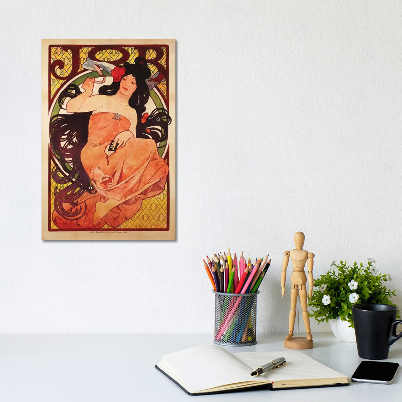 JOB Rolling Papers Advertisement by Alphonse Mucha - Wrapped Canvas Print, 30.48cm H x 20.32cm W x 1.91cm D
