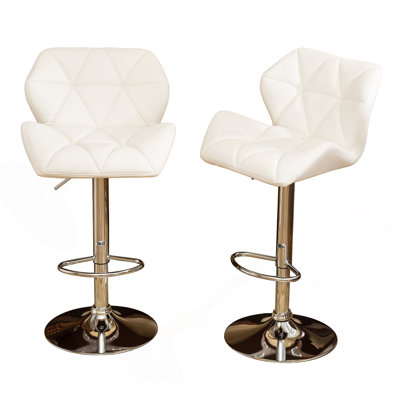 Glasgow Contemporary Tufted Adjustable Height Hidraulic Bar Stools, Set of 2