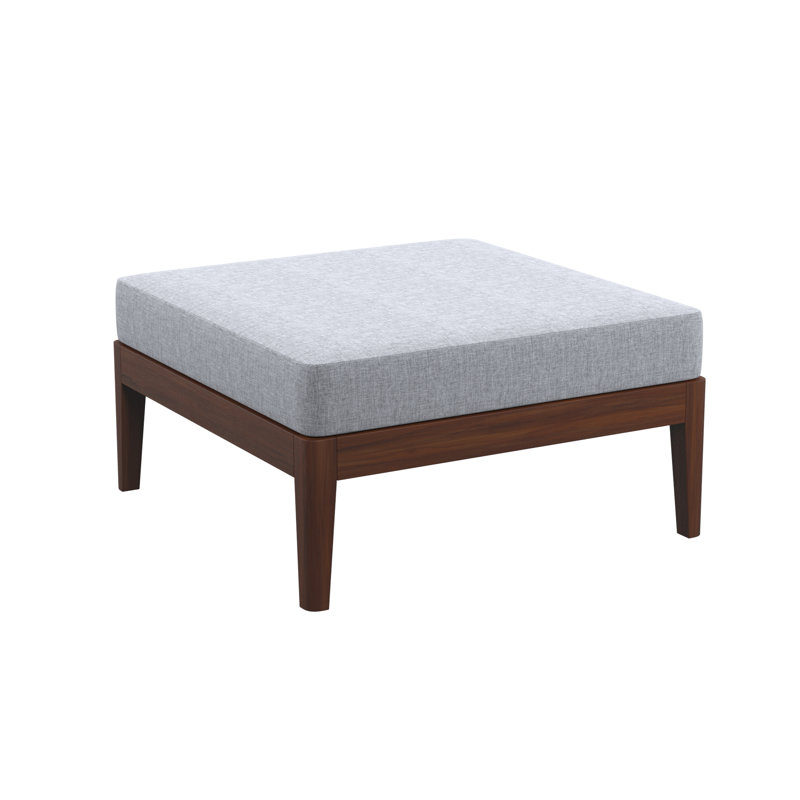 Deloris Acacia Outdoor 30" Ottoman Coffee Table with Cushion, Walnut