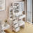 29.2" Small Space Left Bedside Cabinet Vanity Table + Cushioned Stool-1392144441
