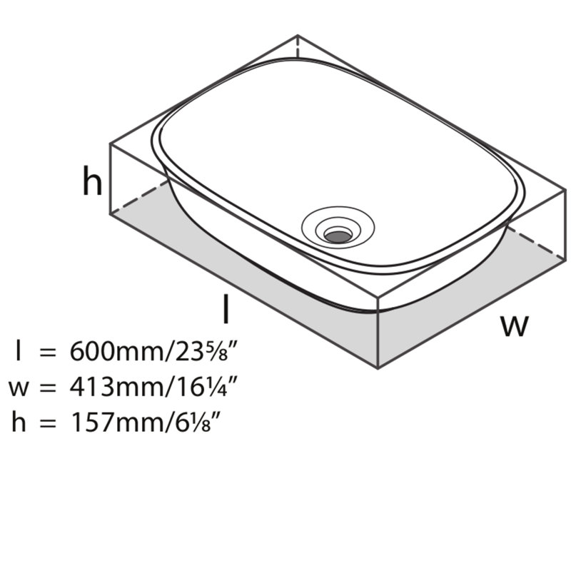 Amiata 60 Rounded Rectangle 23-5/8" Vessel Lavatory Sink in Volcanic Limestone without Internal Overflow, Gloss White